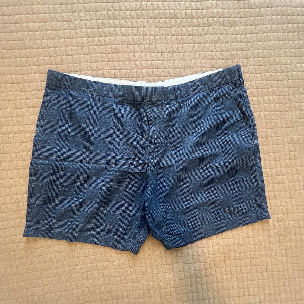Tommy Hilfiger Navy Checkered Flat Front Shorts